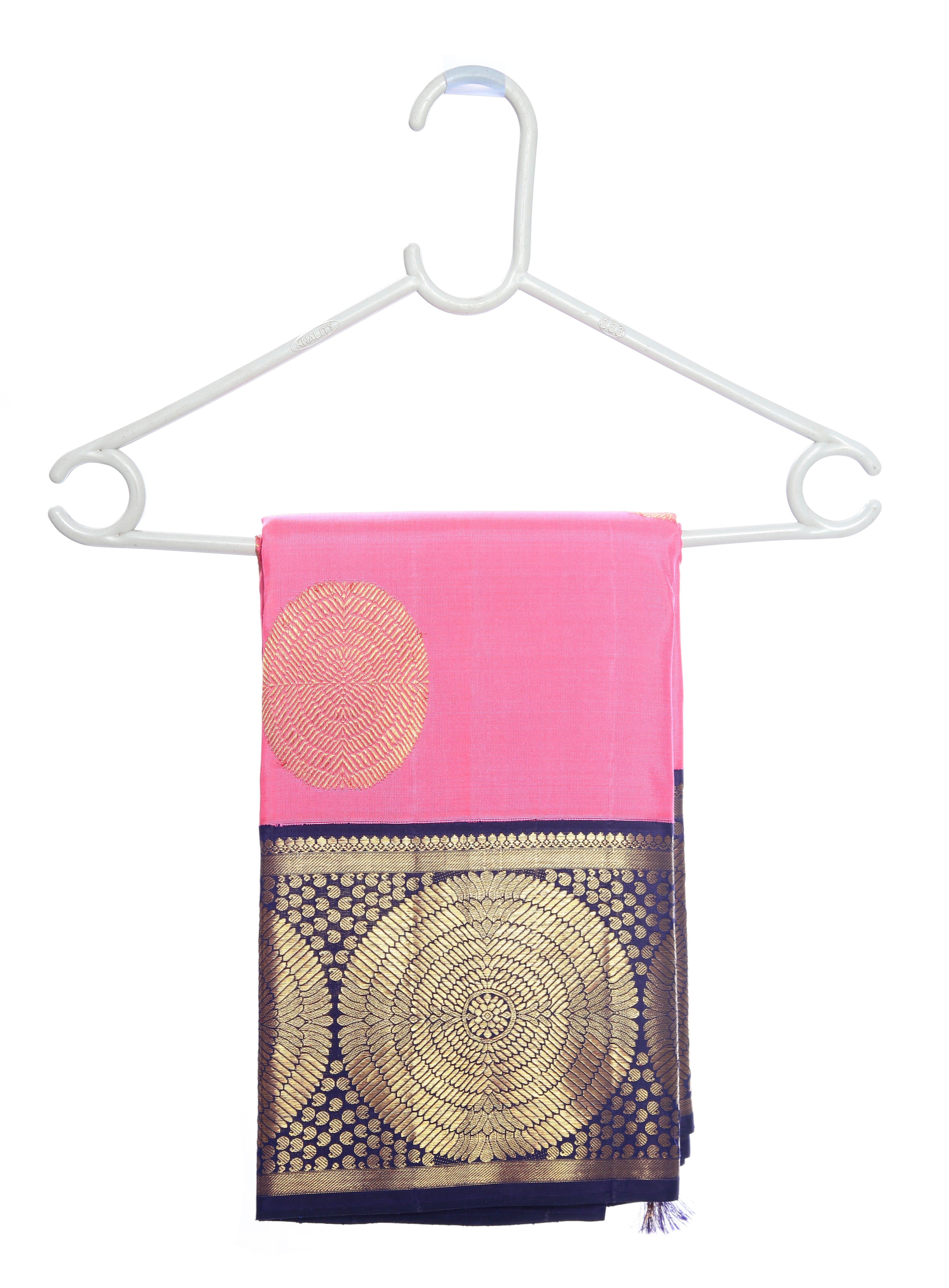 Pink Indian Wedding Pure Silk and Pure Zari Saree with Chakra Motifs